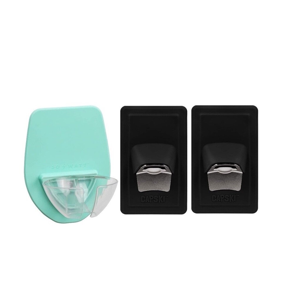 Bottle Opener and Bath Wine Glass Bundle Blue Black Set of 3 Mounted Gift S